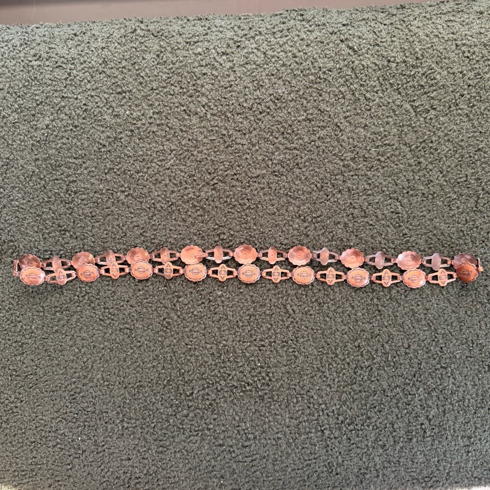 Vintage Navajo Copper Concho Belt Southwestern 32… - image 1